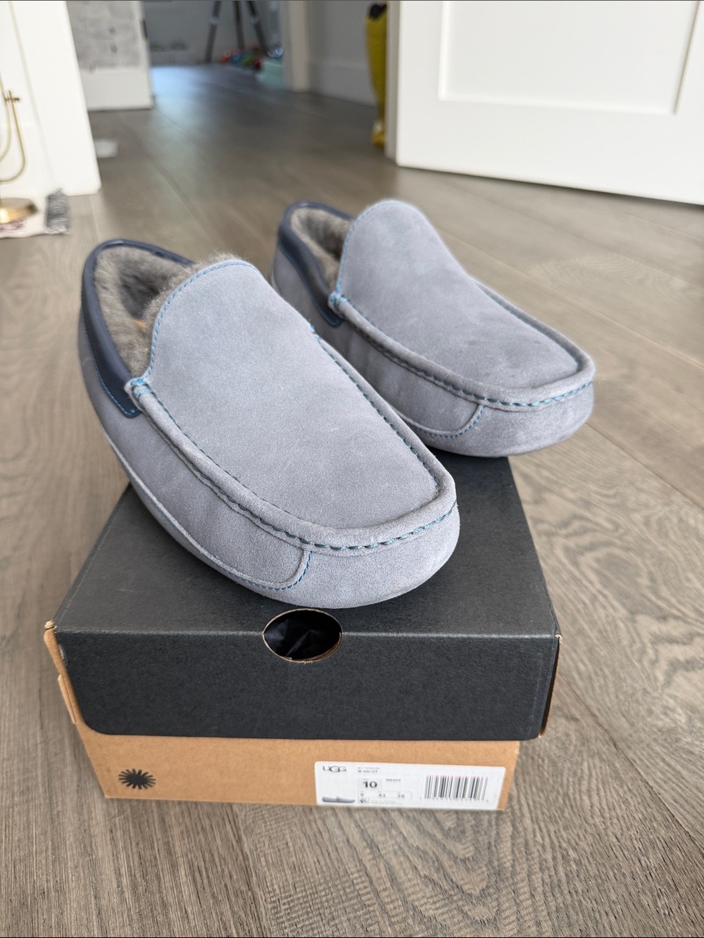 UGG Men's Light Grey Suede Slip-On Loafers